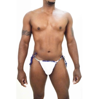 SD Clothing - Fio Dental Branco com Tiras Estampadas Suave e Delicado