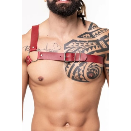 Sd Clothing - Harness Em Couro Sintético Vermelho Com Regulagem