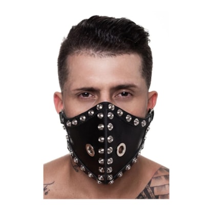 Sd Clothing - Máscara 100% Couro Legitimo Com Detalhes Em Metal