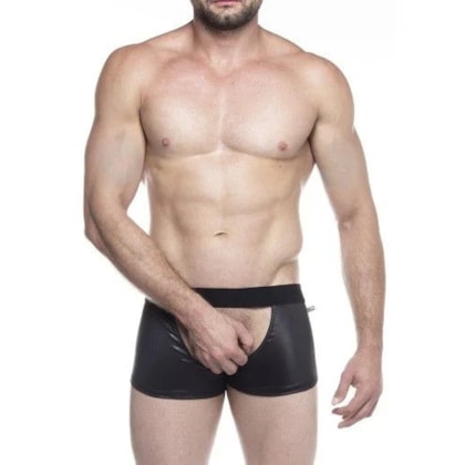 SD Clothing – Boxer em Cirrê Preto com Abertura Frontal Provocação e Ousadia
