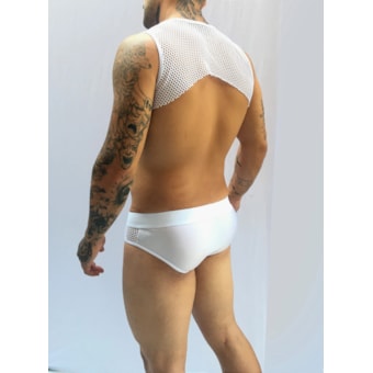 SD Clothing – Conjunto Cueca Sex com Cropped e Detalhes em Arrastão