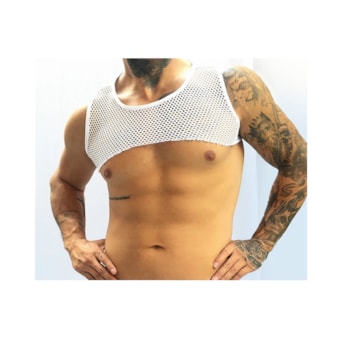 SD Clothing – Cropped Masculino em Arrastão Branco Visual Marcante