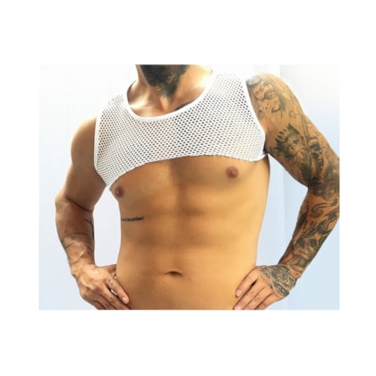 SD Clothing – Cropped Masculino em Arrastão Branco Visual Marcante