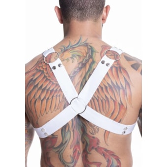 SD Clothing – Harness Branco com Metal Minimalismo Erótico e Dominação