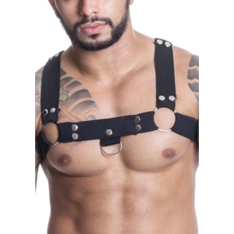 SD Clothing – Harness em Elástico Preto com Detalhes Metálicos Sensual e Dominador