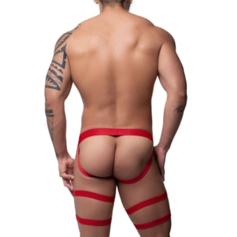SD Clothing – Jock Fetiche em Suplex Vermelho com Cintas de Regulagem