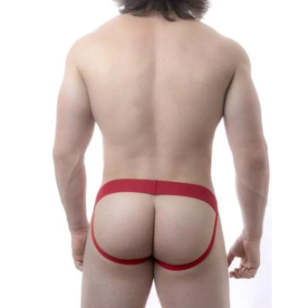 SD Clothing – Jockstrap Vermelho em Cirrê de Brilho Intenso