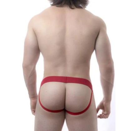 SD Clothing – Jockstrap Vermelho em Cirrê de Brilho Intenso