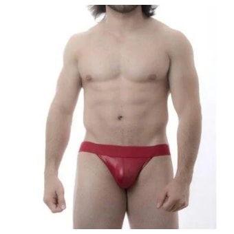 SD Clothing – Jockstrap Vermelho em Cirrê de Brilho Intenso