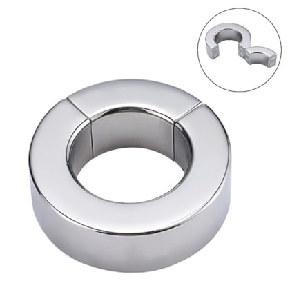 SI - Anel Peniano Médio de 2 cm de Profundidade Feito em Aço Inoxidável Com Fecho de Imã