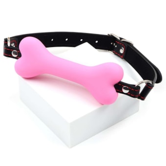 SI - Mordaça em Silicone Rosa com Formato de Osso