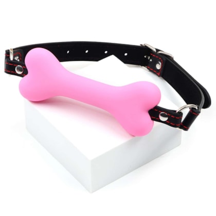SI - Mordaça em Silicone Rosa com Formato de Osso