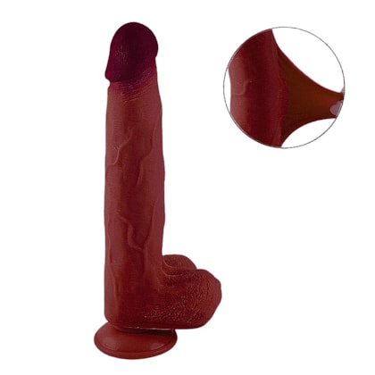 SI - Pênis Ultra Realístico em Cyberskin Beliscável Com Vértebra e Ventosa Removível - 18 x 4,5cm