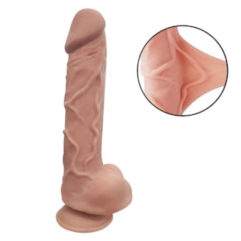 SI - Pênis Ultra Realístico em Cyberskin Beliscável Com Vértebra e Ventosa Removível - 22,3 x 4,6cm