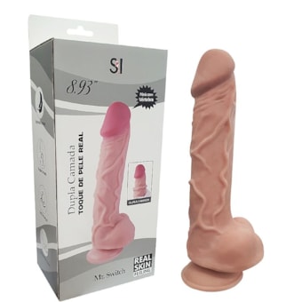 SI - Pênis Ultra Realístico em Cyberskin Beliscável Com Vértebra e Ventosa Removível - 22,3 x 4,6cm