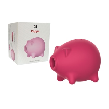SI Peppa - Vibrador Porquinho Vermelho Com 10 Modos de Ondas de Pressão