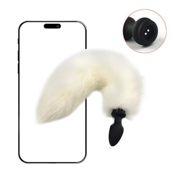 SI - Plug Anal Rabo de Raposa Branco com 10 Funções de Vibração, 3 de Rotação e Aplicativo