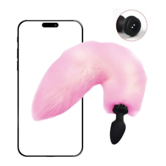 SI - Plug Anal Rabo de Raposa Rosa com 10 Funções de Vibração, 3 de Rotação e Aplicativo