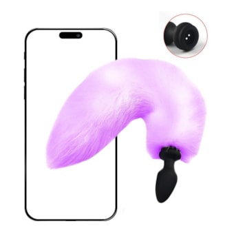 SI - Plug Anal Rabo de Raposa Roxo com 10 Funções de Vibração, 3 de Rotação e Aplicativo