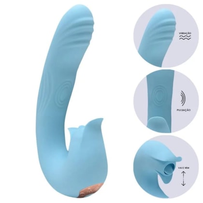 SI - Vibrador Dual Com 3 Motores Independentes de 10 Vibrações, 10 Funções Tapping no Meio e 10 Funções de Lambida