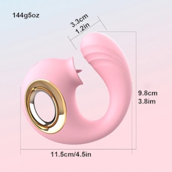 Snail - Vibrador de Ponto G Com Estimulador Linguinha Para o Clítoris 12 Funções em Cada