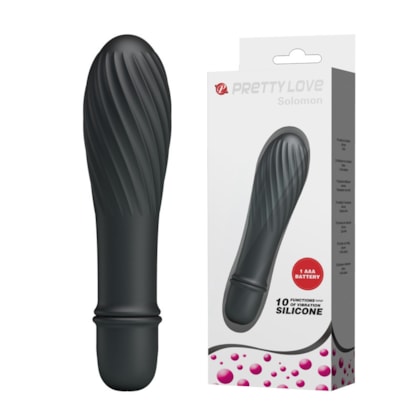 Solomon - Vibrador Com Ponta Avantajada e Texturas Com 10 Vibrações | Preto