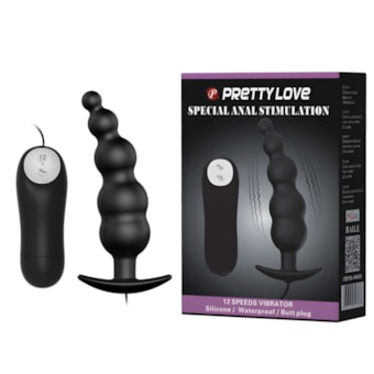 Special Anal Stimulation - Plug Boleado com Esferas Gradativas e 12 Funções