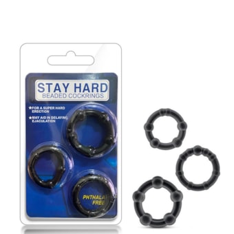 Stay Hard - Kit de 3 Anéis Penianos Com Nódulos Massageadores