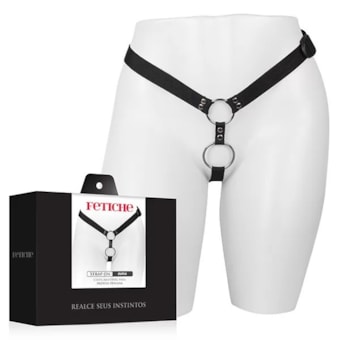 Strap On Dupla - Cinta Ajustável Com Argolas de Metal Para 2 Próteses