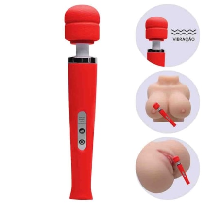 Super Potente - Varinha Mágica Massageadora Recarregável 10 Modos de Vibração | Rosa