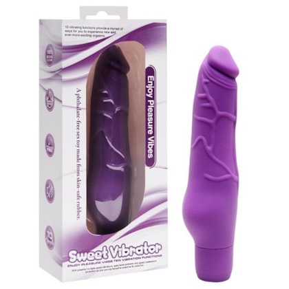 Sweet Vibrator - Prótese Pênis Com Veias e 10 Modos de Vibração