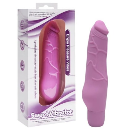 Sweet Vibrator - Prótese Pênis Com Veias e 10 Modos de Vibração