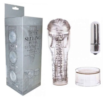 The Best Selling - Masturbador Lanterna Formato Vagina em Cyberskin Transparente Com Cápsula Vibratoria