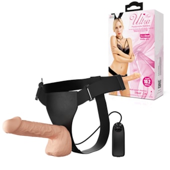 Ultra Passionate Harness - Cinta Com Pênis de 26cm em Cyberskin e Vibrador