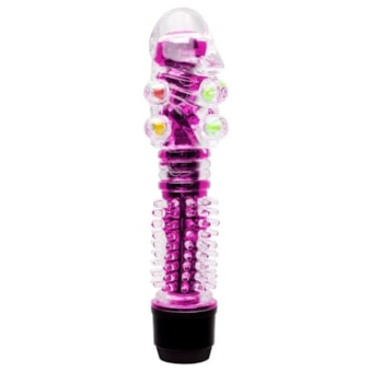 Vibrador Personal Rosa e Capa Texturizada Com Esferas e Glande Realista