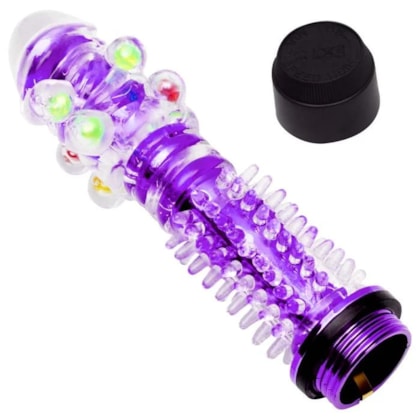 Vibrador Personal Roxo e Capa Texturizada Com Esferas e Glande Realista