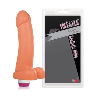 Você & Ele Jango | Pênis Em Silicone Com Vibro e Escroto - 18 x 4cm