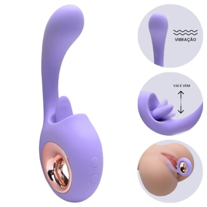 Woo - Vibrador Dual Ponto G e Clítoris Com 9 Modos de Vibração e 9 Funções de Lambida