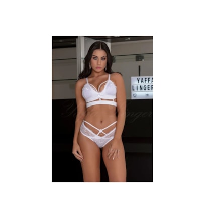 Yaffa Lingerie 7012 - Conjunto Strappy Bra Com Calcinha Fio Dental