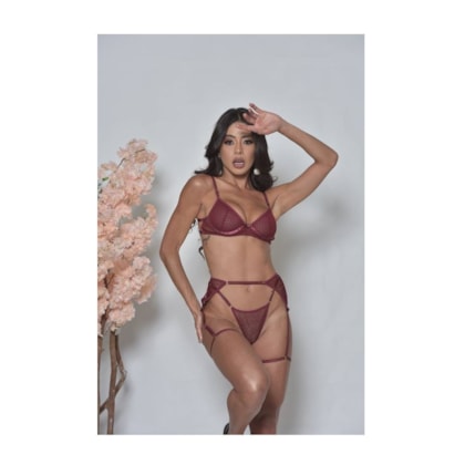 Yaffa Lingerie 7098 - Conjunto Arrastão Com Liga e Calcinha