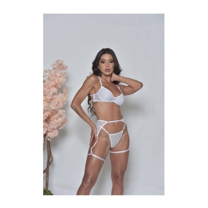 Yaffa Lingerie 7098 - Conjunto Arrastão Com Liga e Calcinha