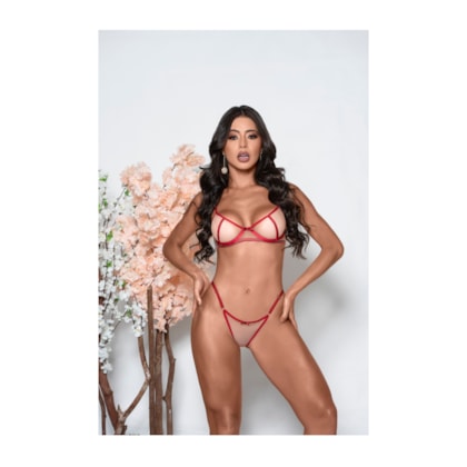 Yaffa Lingerie 7101 - Conjunto Tule Ilusion Sem Bojo Com Aro