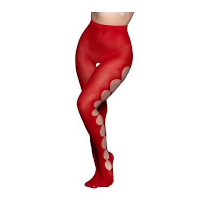 Yaffa Lingerie Y2117 - Meia Calça Arrastão Com Aberturas e Detalhes em Strass