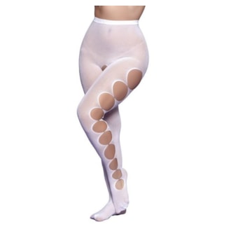 Yaffa Lingerie Y2117 - Meia Calça Arrastão Com Aberturas e Detalhes Em Strass