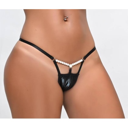 Yaffa Lingerie – Calcinha Sexy Metalizada com Pérolas Delicadas