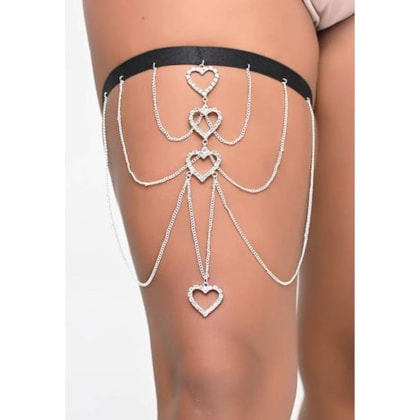 Yaffa Lingerie – Joia Corporal Perséx com Corações e Correntes Luxuosas