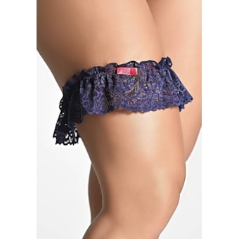 Yaffa Lingerie – Persex em Renda Delicada Azul Marinho e Detalhes Rosa