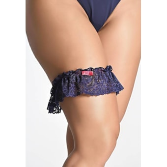 Yaffa Lingerie – Persex em Renda Delicada Azul Marinho e Detalhes Rosa