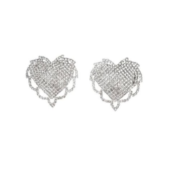Yaffa Lingerie – Tapa Mamilo Luxo de Strass com Coração Radiante